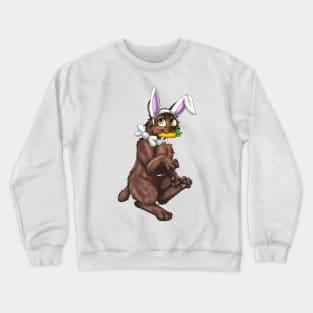 Bobtail BunnyCat: Chocolate (White) Crewneck Sweatshirt